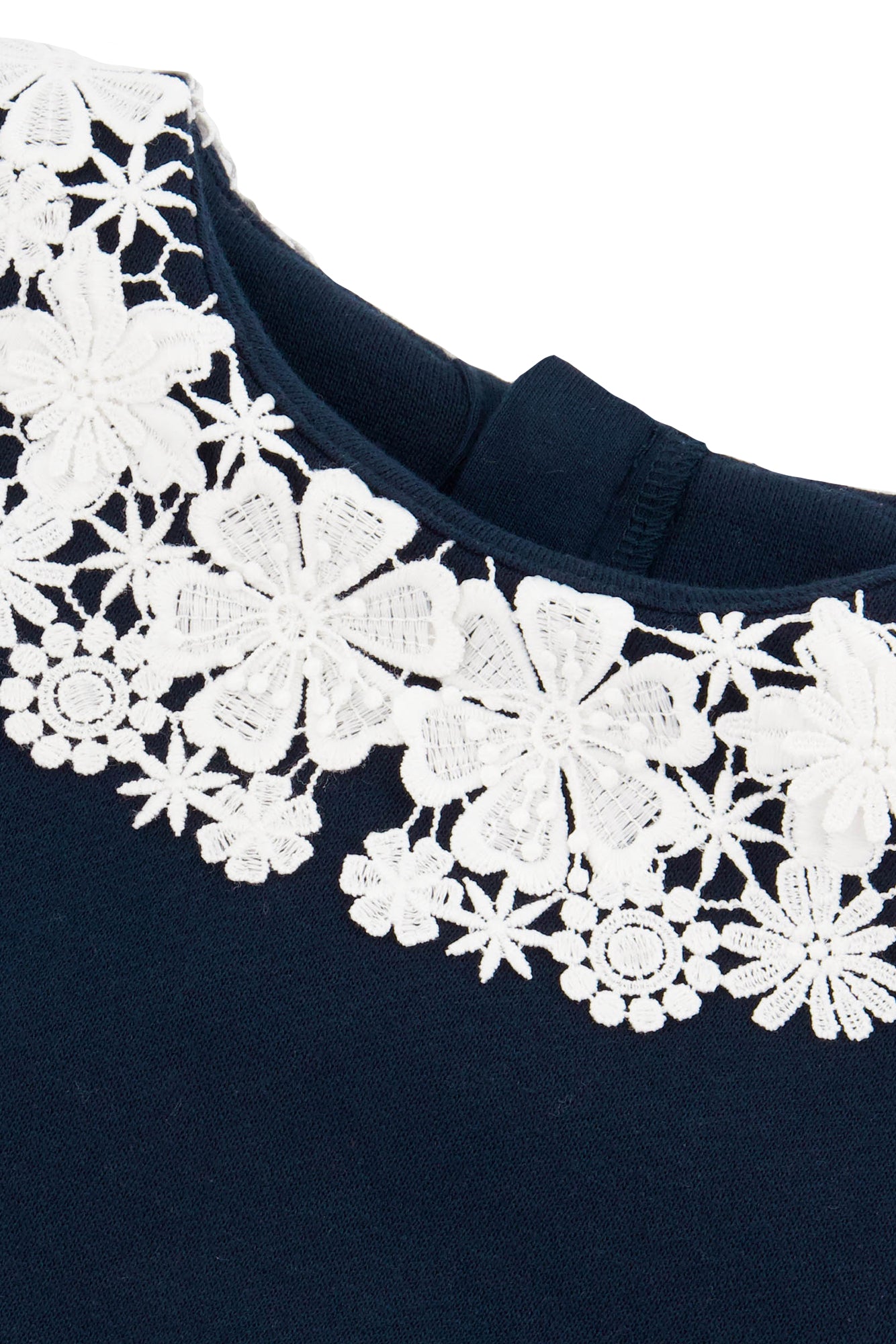 Sweatshirt - Marineblau Kragen flechten Stickerei