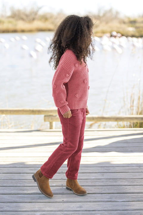 Pullover - Himbeere florale Stickerei - Image principale