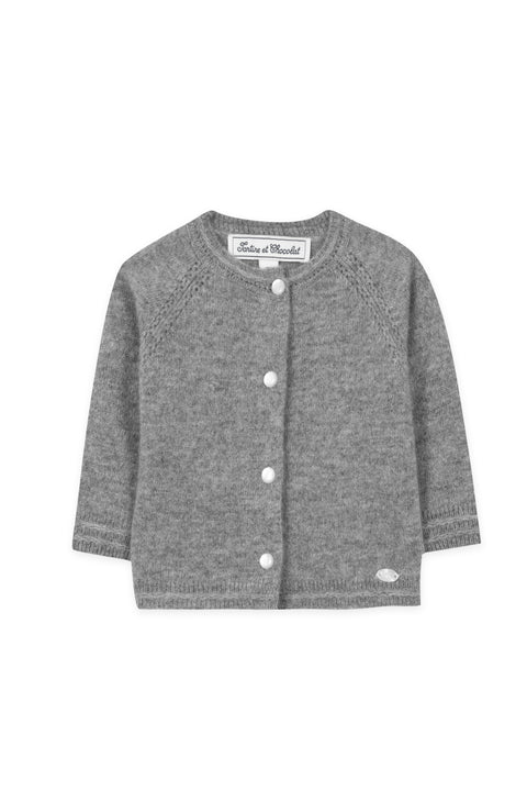 Cardigan - Gris 100% cachemire - Image principale