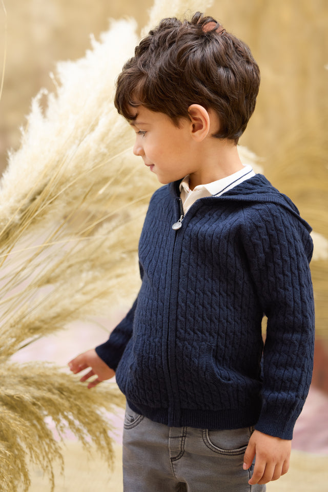 Cardigan - Navy Knitwear Cable - Image principale