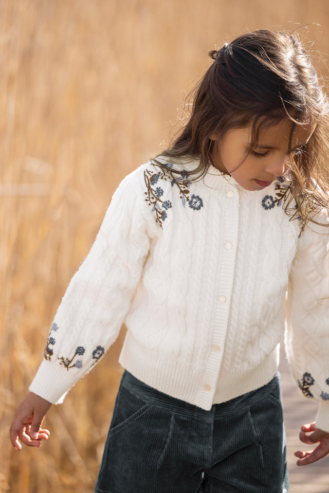 Cardigan - Ecru broderie fleurie - Image principale
