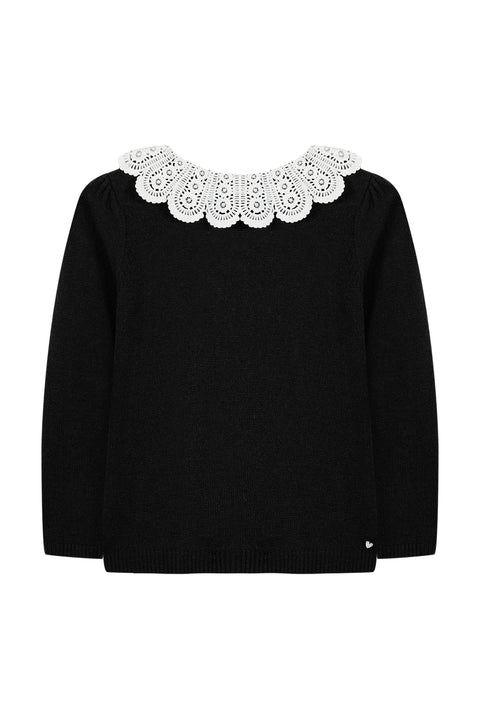 Pull - Marine col dentelle - Image principale