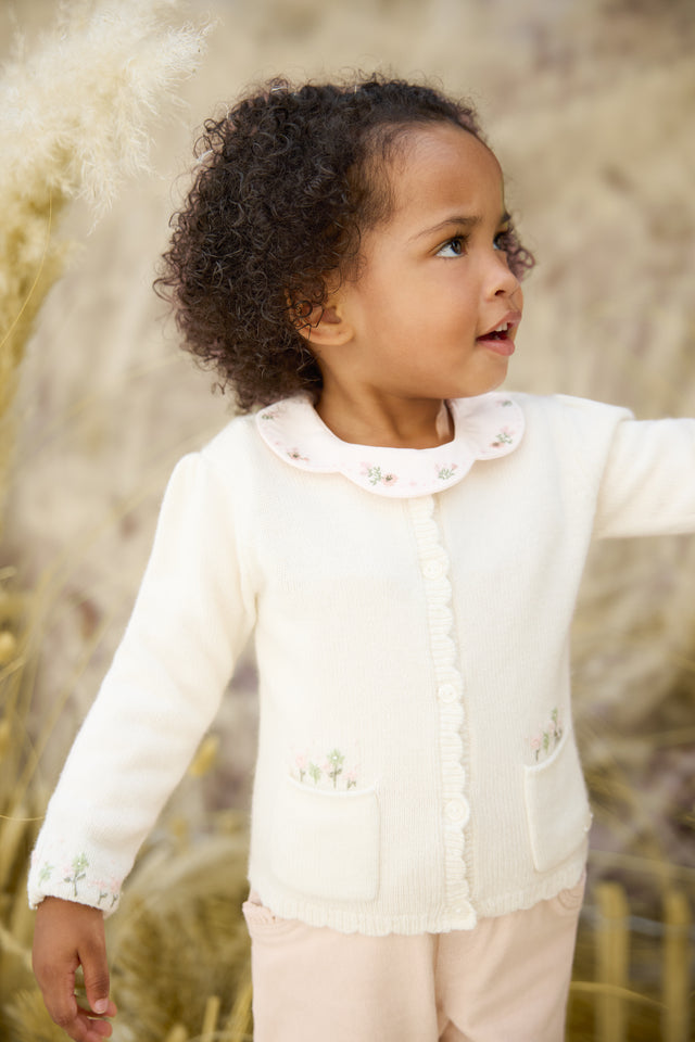 Cardigan - Ecru broderie fleurie - Image principale