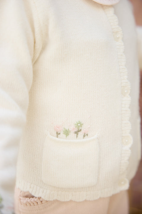 Cardigan - Ecru broderie fleurie - Image principale