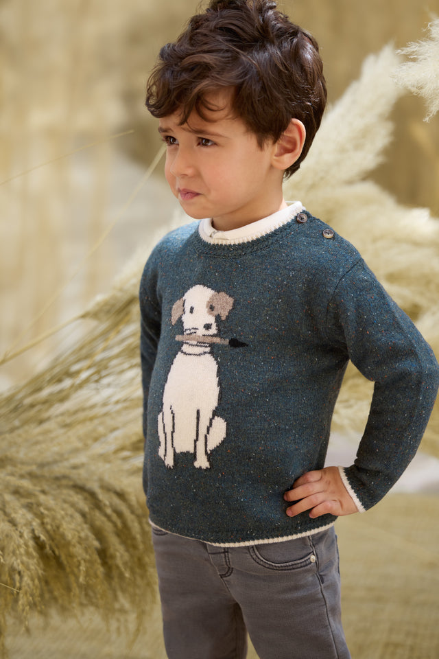 Sweater - Green Illustration dog - Image principale