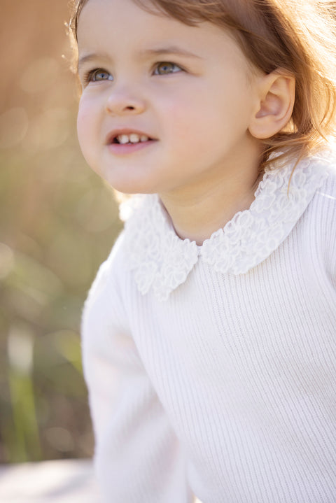 Pull - Ecru col galon broderie - Image principale