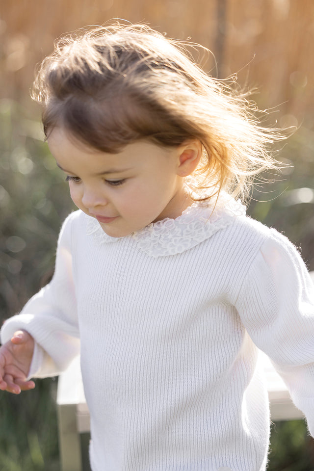 Pull - Ecru col galon broderie - Image principale