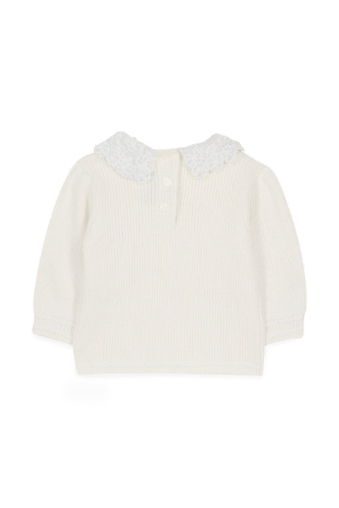 Pull - Ecru col galon broderie - Image principale
