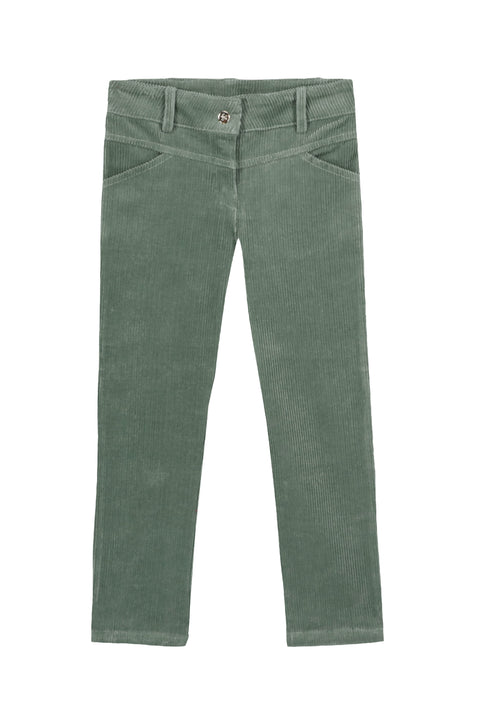 Pantalon - Vert velours côtelé - Image principale
