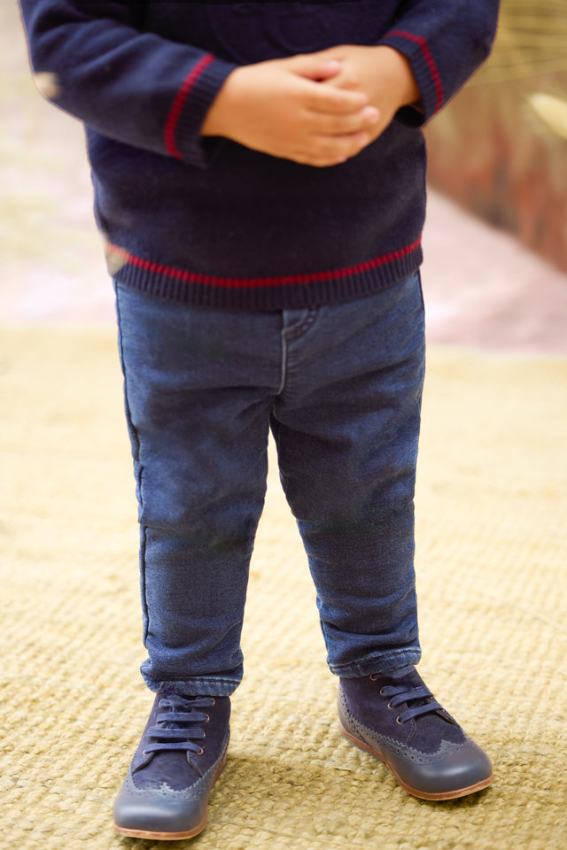 Jeans – Gerader Baumwolldenim Blau - Image principale