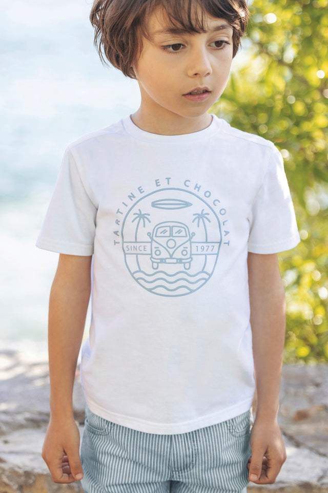 T-shirt - Blanc illustration van - Image principale