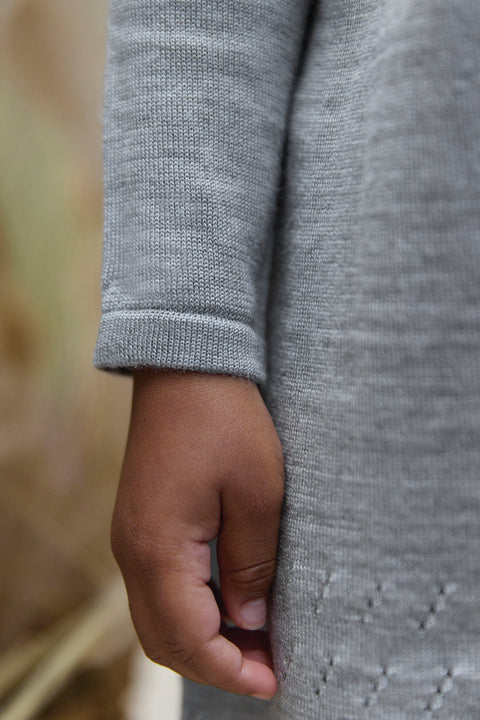 Robe - Gris chiné col volanté - Image principale