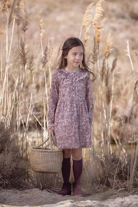 Kleid - Liberty-Stoff Aubergine - Image principale