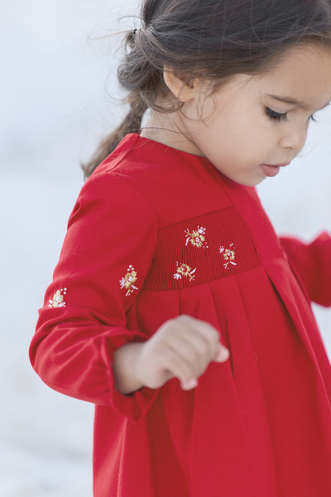 Robe - Rouge smock brodé - Image principale