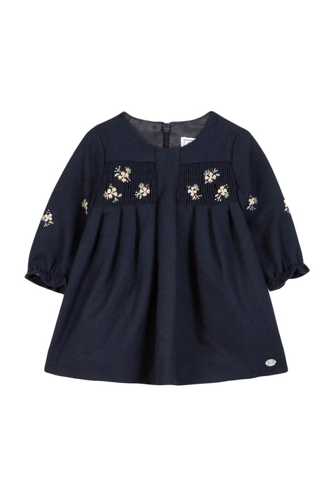Dress - Navy embroidered smocking - Image principale