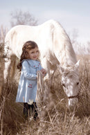 Jurk - Blauw Pastel en Borduurwerk bloemrijk