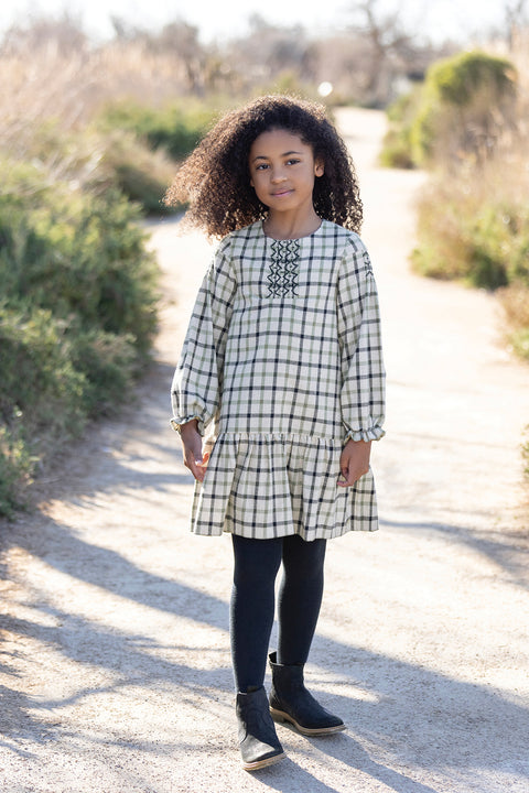 Robe - Marine à carreaux smock - Image principale