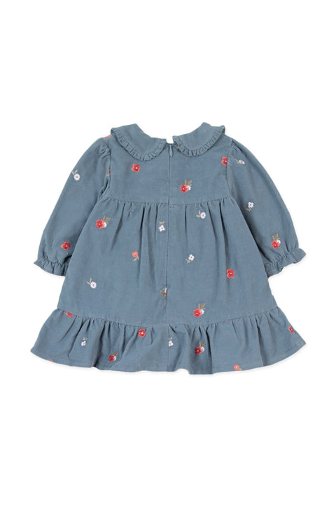 Robe - Bleu velours col claudine - Image principale