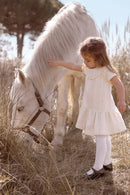 Robe - Ecru fil doré volanté