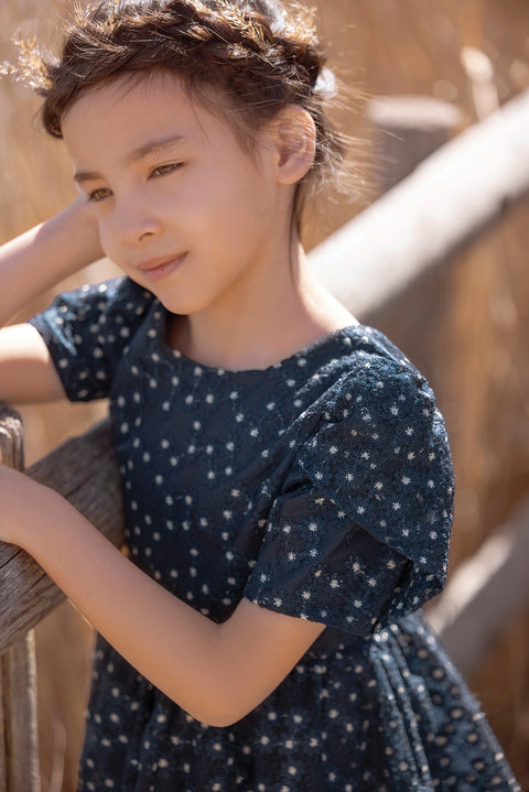 Robe - Marine imprimée marguerite - Image principale