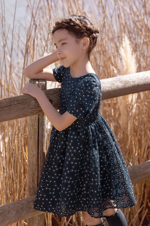 Robe - Marine imprimée marguerite - Image principale