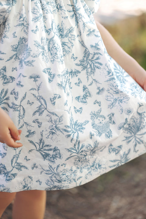 Robe - Bleu imprimé inspiration Toile de jouy - Image principale
