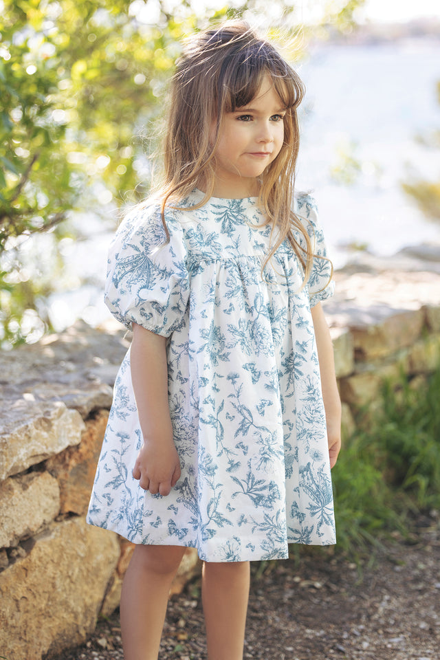 Robe - Bleu imprimé inspiration Toile de jouy - Image principale