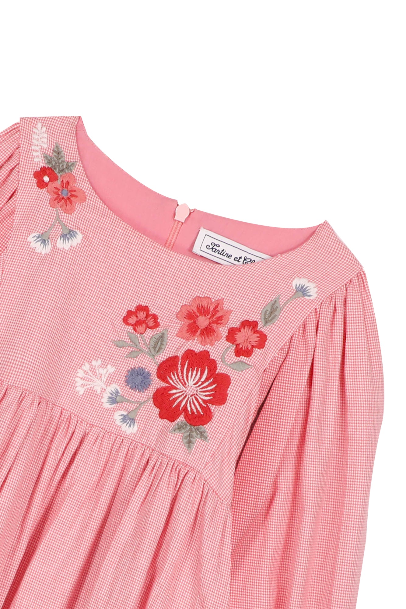 Vestito - Rosa Vichy e Ricamo fiorito