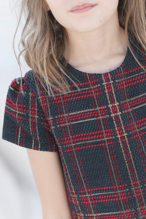 Robe - Marine jacquard lurex doré - Image principale