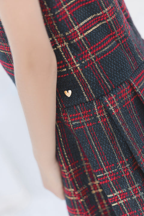 Robe - Marine jacquard lurex doré - Image principale