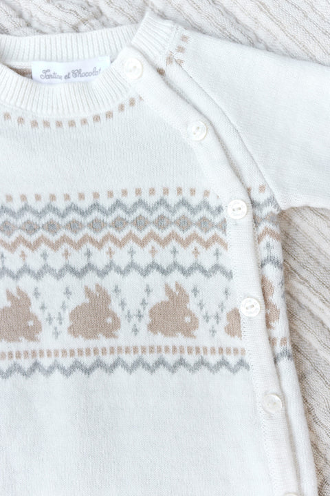 Lange jumpsuit - Ecru jacquard - Image principale