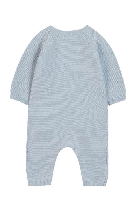 Combinaison longue - Bleu ciel broderie ours - Image principale