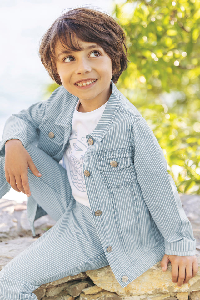 Veste - Rayé bleu ciel - Image principale