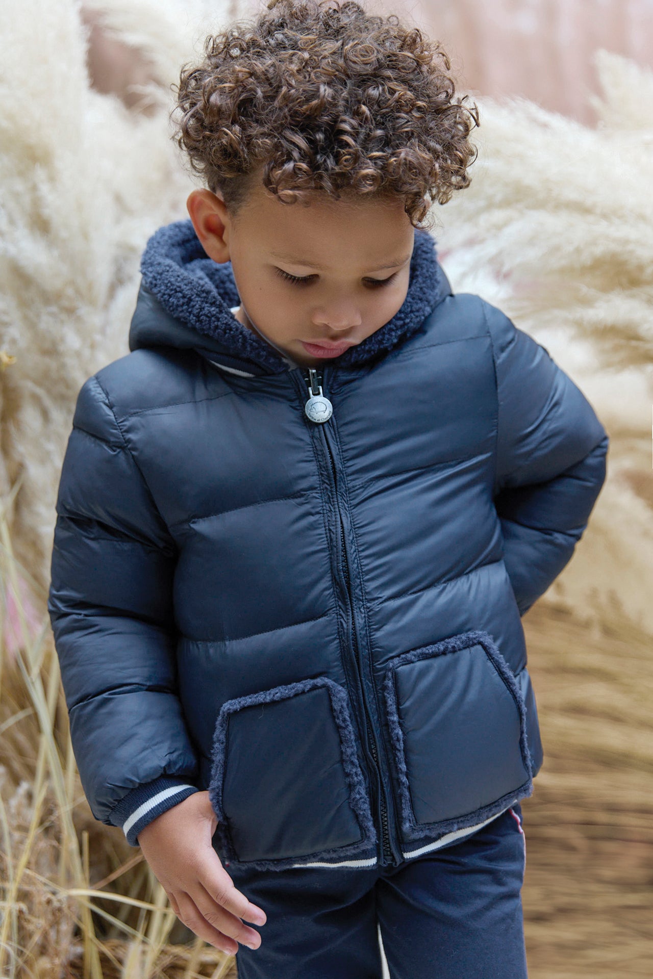 Down jacket - Navy Water-repellent boy 
