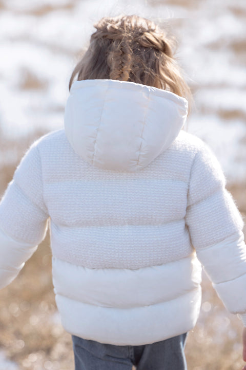 Daunenjacke – Ecru-Bimaterial - Image principale