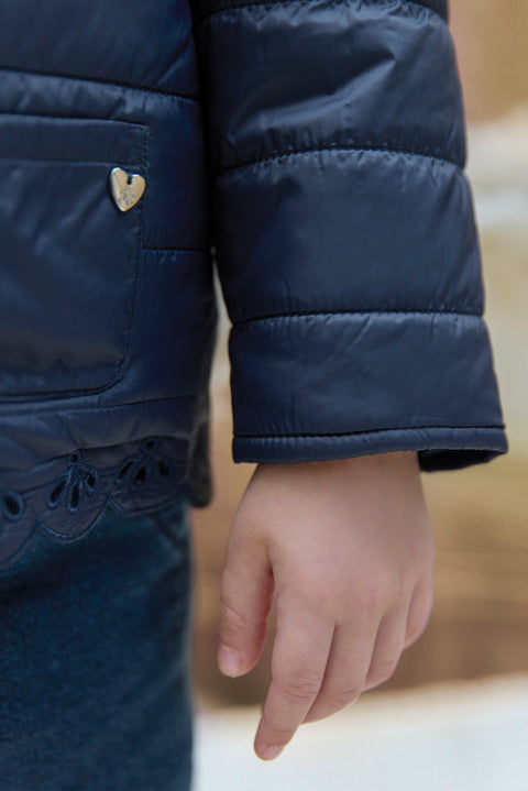 Down jacket - Navy Embrodery English - Image principale