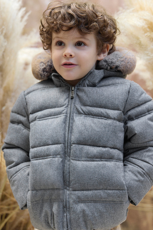 Doudoune - imitaiton fourure gris chiné - Image principale