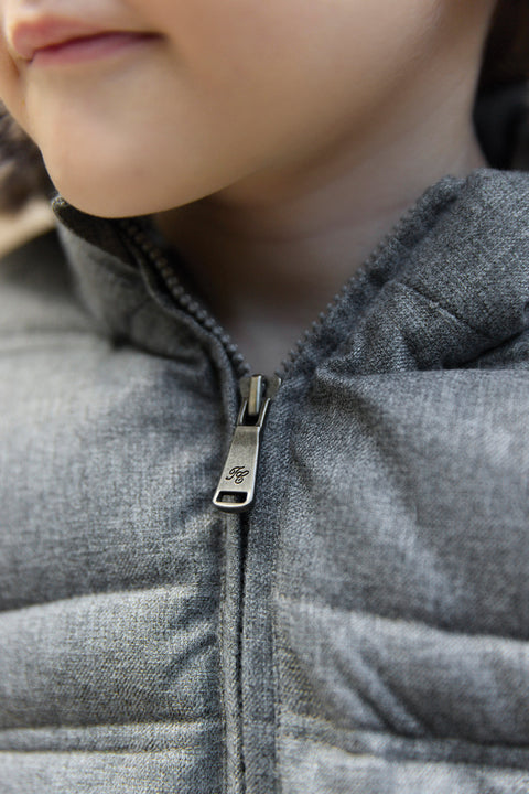 Doudoune - imitaiton fourure gris chiné - Image principale