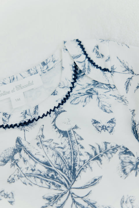 Pyjama deux pièces - Imprimé inspiration toile de jouy bleu - Image principale