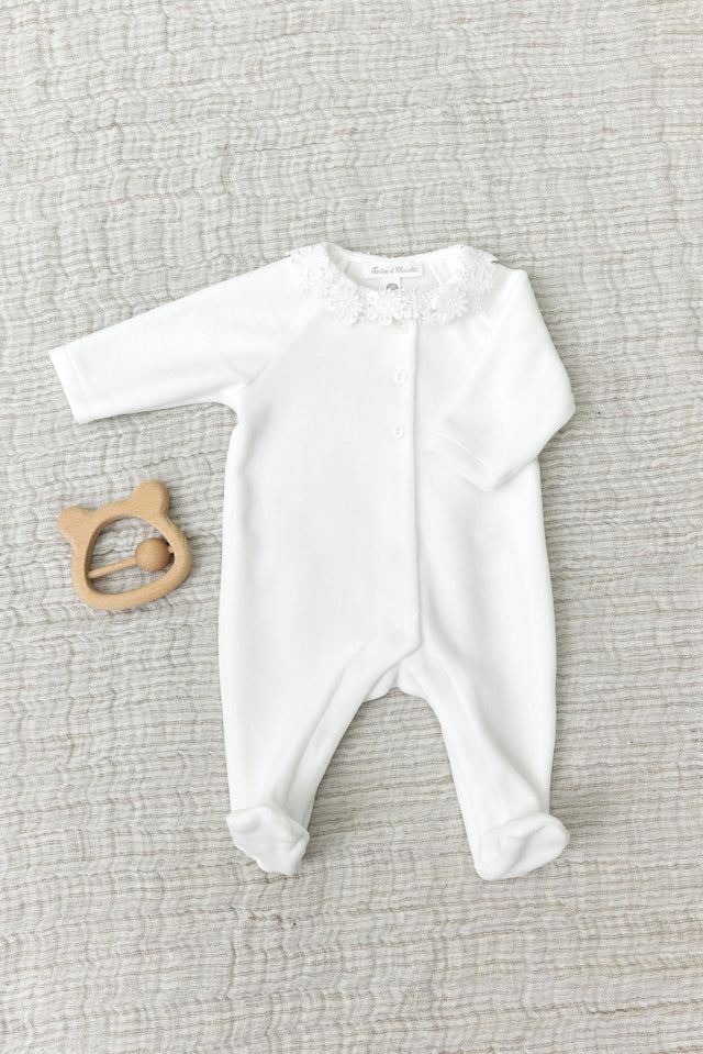 Pyjama's - Velours ecru Halsband Veter - Image principale