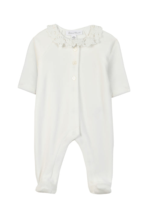 Pyjama's - Velours ecru Halsband Veter - Image principale