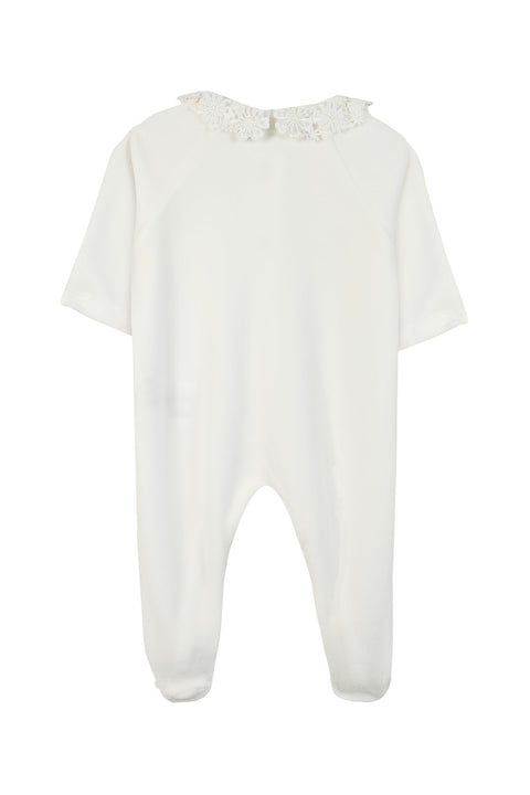 Pyjama's - Velours ecru Halsband Veter - Image principale