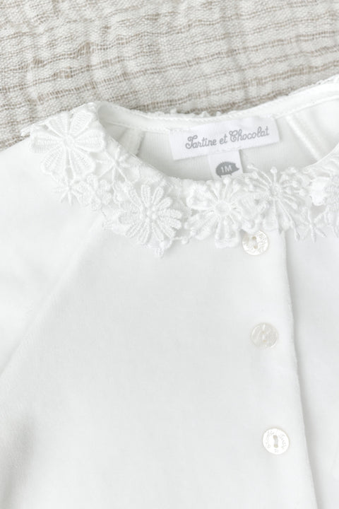 Pyjama's - Velours ecru Halsband Veter - Image principale