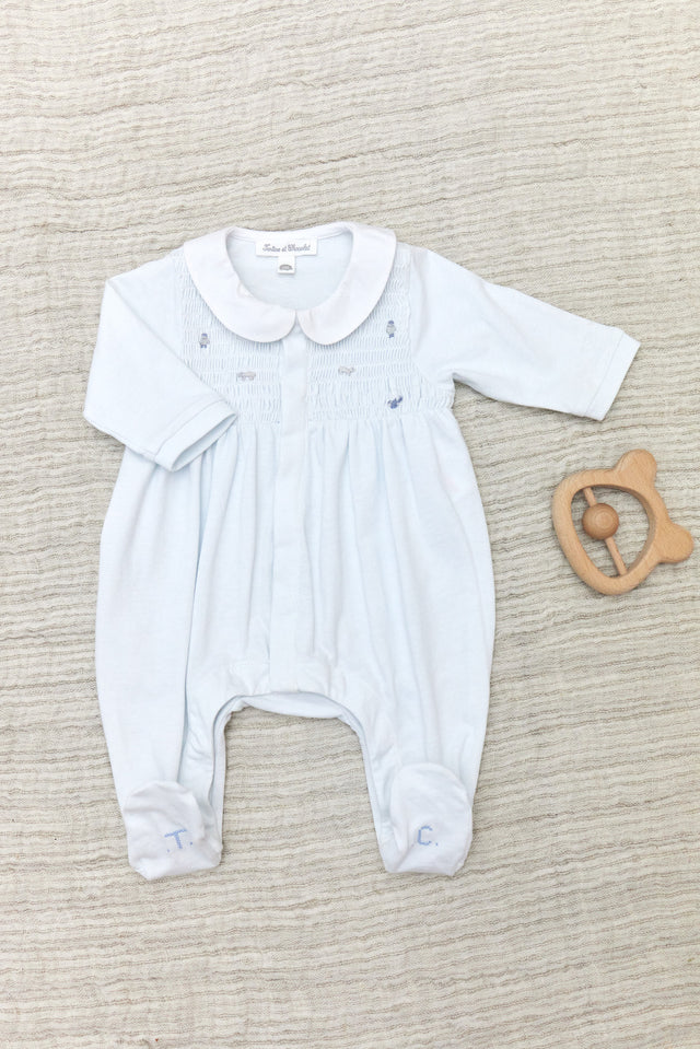 Pyjamas - Hellblau Stickerei Meerestiere - Image principale