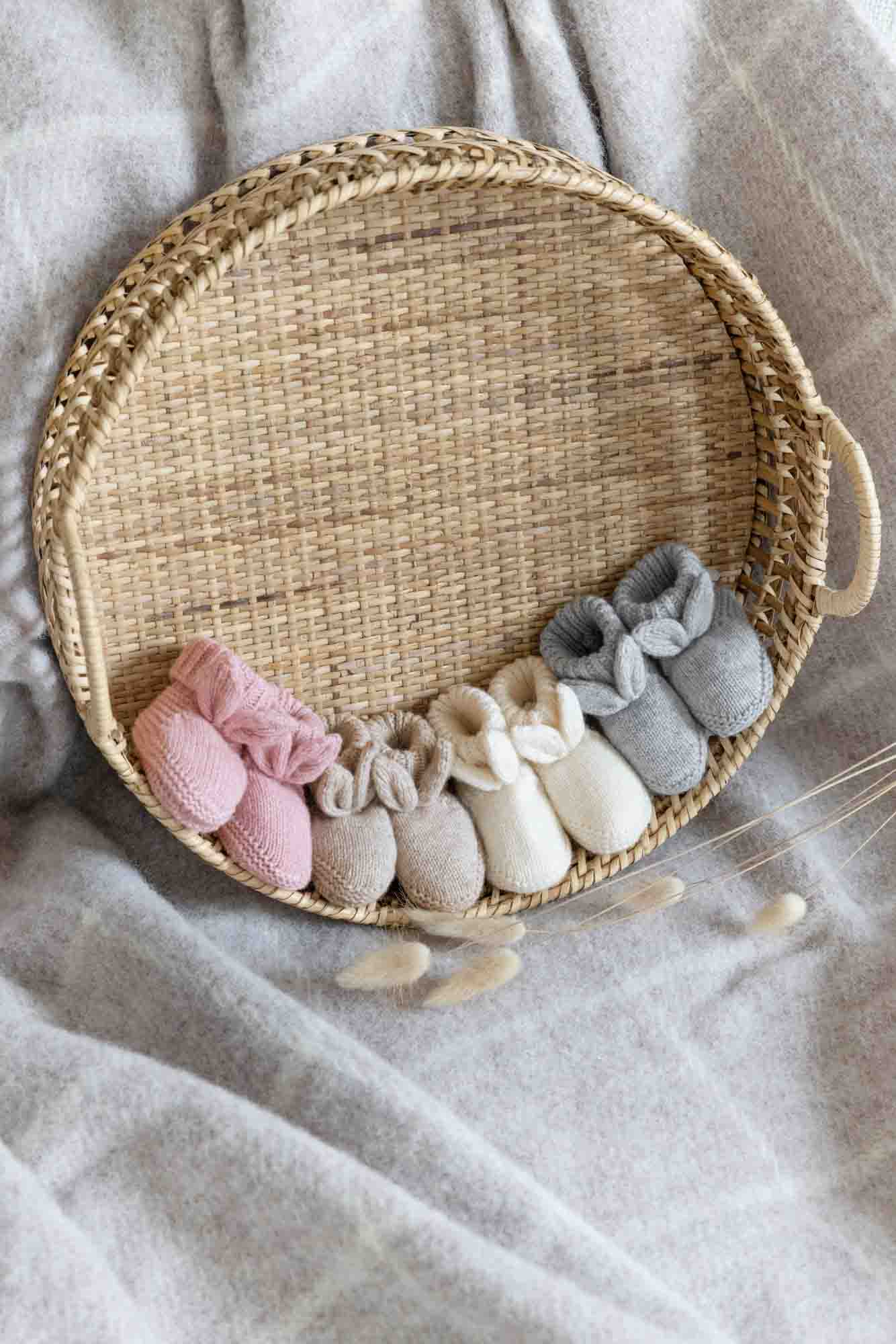 Chaussons - Maille torsadé gris clair