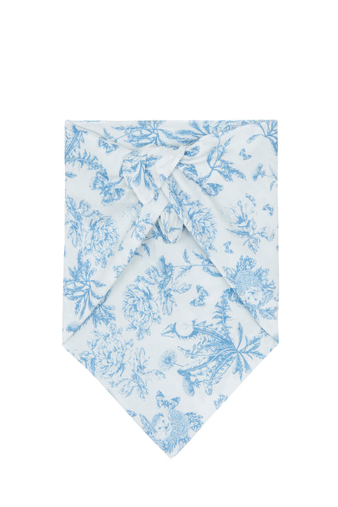 Foulard - Bleu imprimé inspiration Toile de Jouy - Image principale