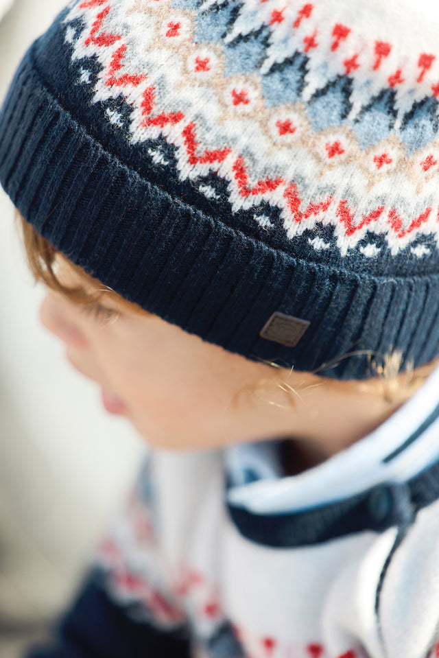 Beanie - Navy Wool and jacquard - Image principale