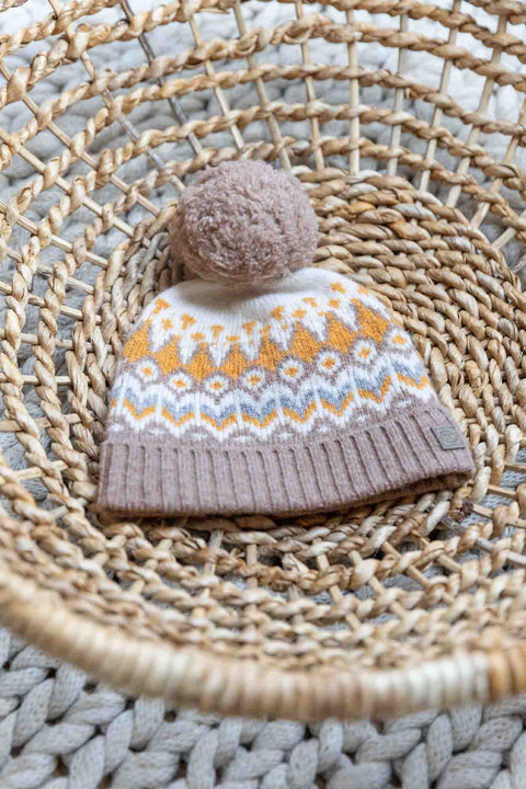 Beanie - Camel wool and jacquard - Image principale