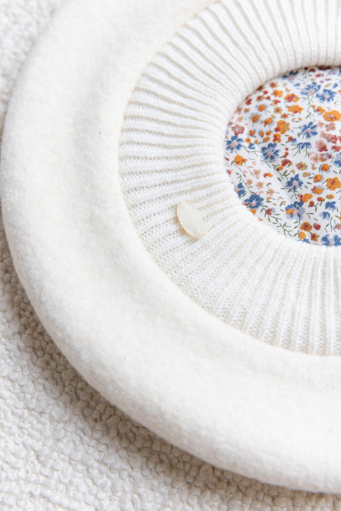 Béret - Laine écru tissu liberty - Image principale