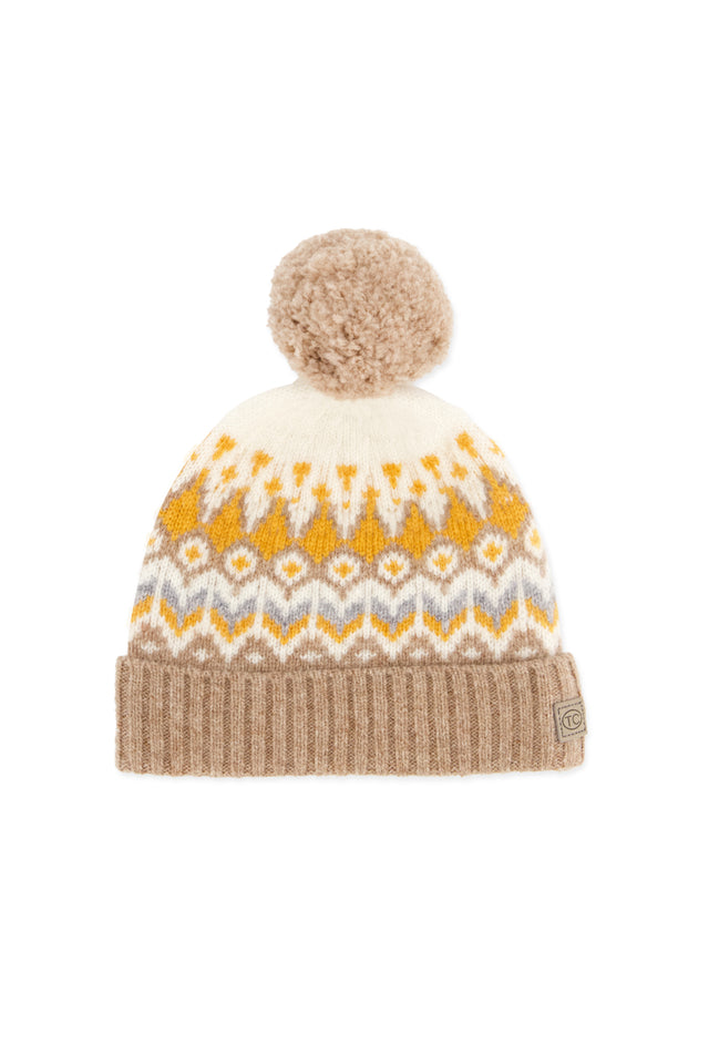 Beanie - Camel wool and jacquard - Image principale